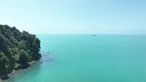 Aerial view of the Black sea coast. The Botanical Garden of Batumi, located at area of Green Cape