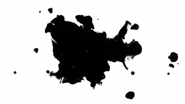 Super Slow Motion Shot of Black Ink Drop Isolated on White Background at 1000 Fps