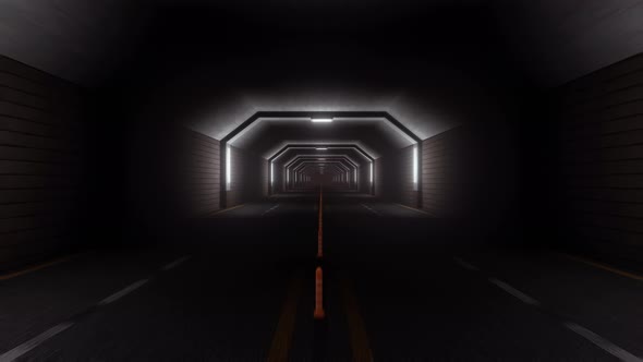 Flicker Lights Road Tunnel 4k