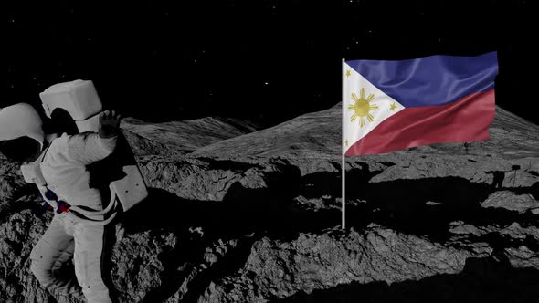 Astronaut Planting Philippines Flag on the Moon