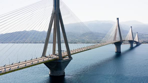 Drone View of Rio  Antirio Bridge