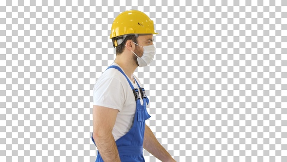 Construction worker wearing a hardhat, Alpha Channel