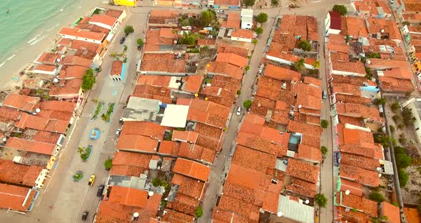 Aerial view of neighbourhood on the coast of Brazil.
