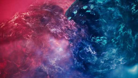 Red and Blue Nebula with Planet alt