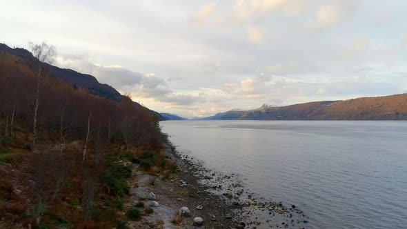 Shoreline of Loch Ness in Scotland 
