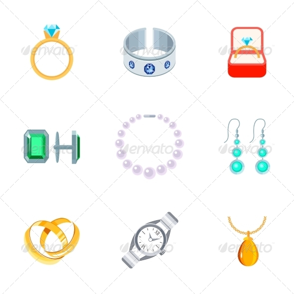 Jewelry Icons Flat
