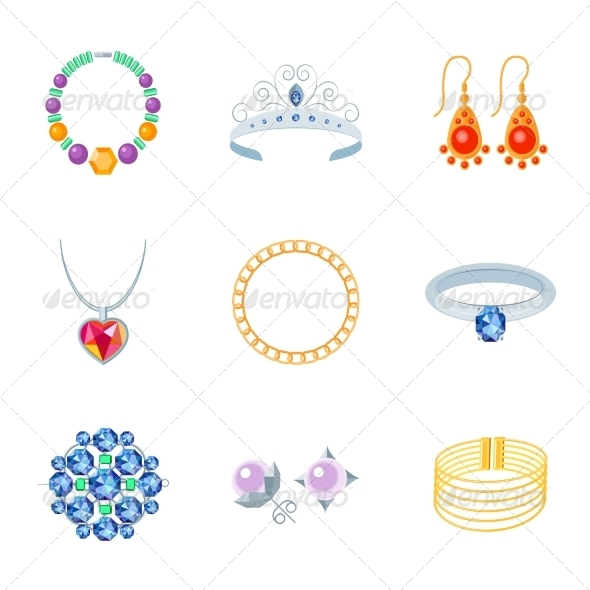 Jewelry Icons Flat