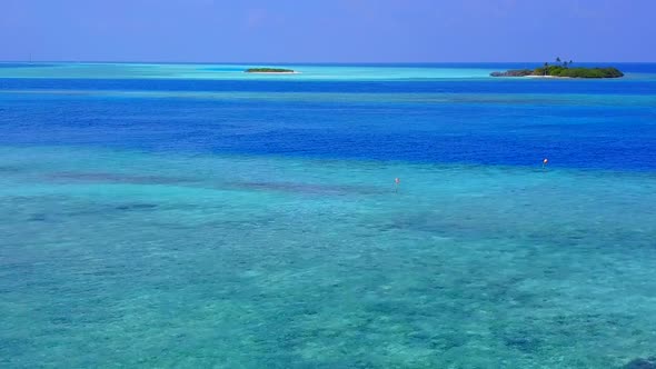 Aerial drone scenery of exotic sea view beach by blue water with sand background