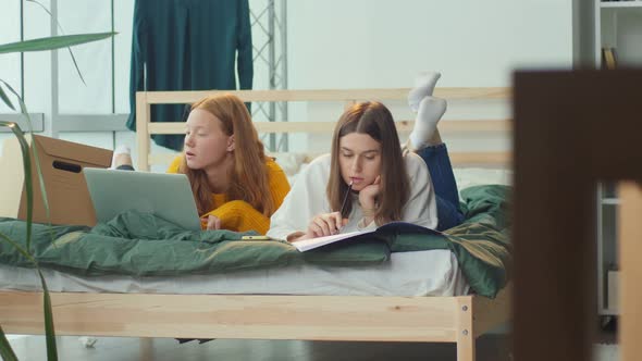 Two Sisters Having Fun Chatting or Learning Online