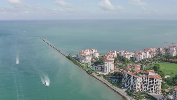  Aerial View of the Prestige Residential Homes on the Fisher Island Miami Area