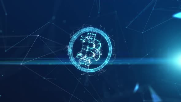 Plexus Bitcoin Logo animated background loop