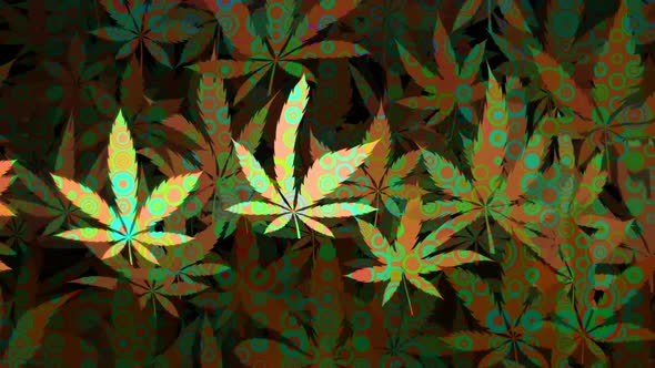 Trippy Psychedelic Cannabis Leaf Motion Background