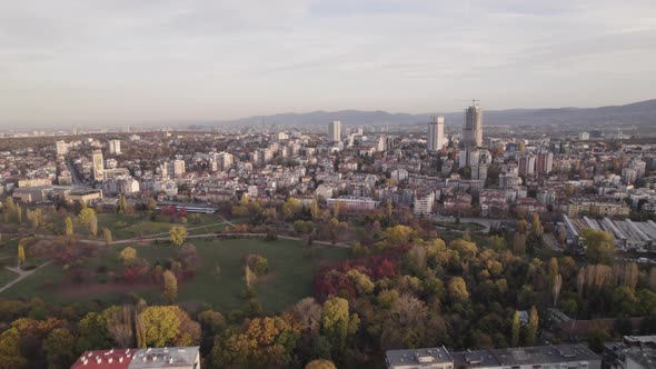 Urban View of Parks Factories and Living Houses