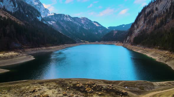 Beautiful Drone View on the Lake Gosausee with Mountains in Austria