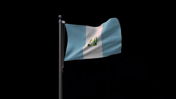 Guatemala Flag On Flagpole With Alpha Channel