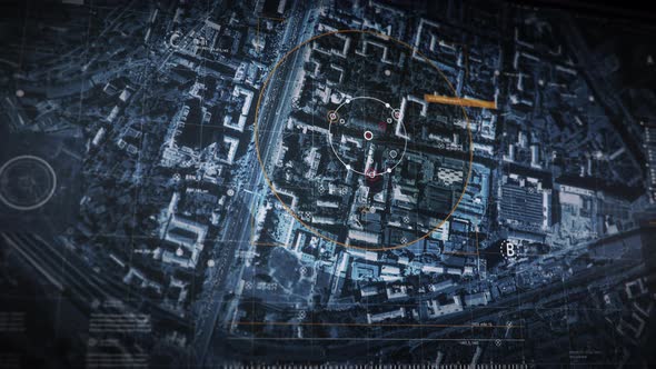 Future Aerial Scan System Shows Detailed City Map With Street Overview alt