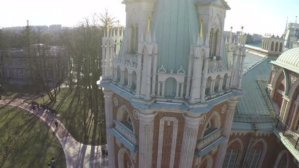 Flying over the palace tower