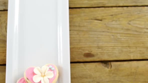 Heart shape cookies in tray