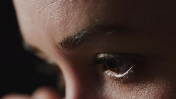 Close up of a woman's wet eyes