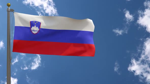 Slovenia Flag On Flagpole