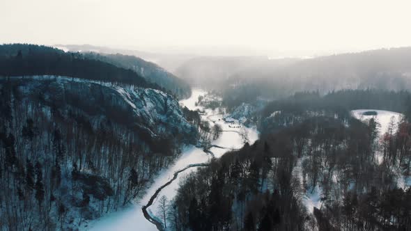 Drone Footage of Ojcowski Park Narodowy  National Park in Krakow Poland