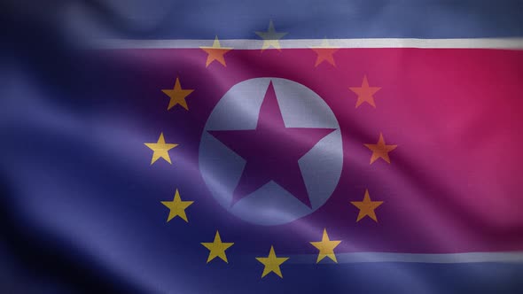 EU Korea North Flag Loop Background 4K