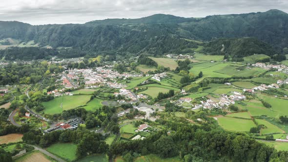 Furnas Village in Green Valley Sao Miguel Island Azores Portugal Europe