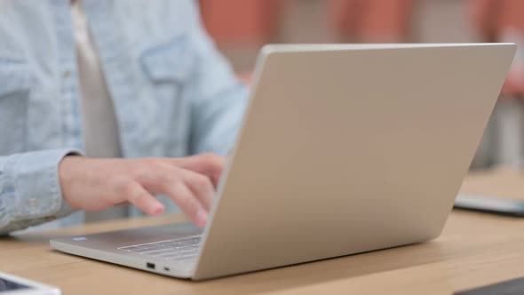 Hands of Frustrated Male Typing on Laptop Close Up