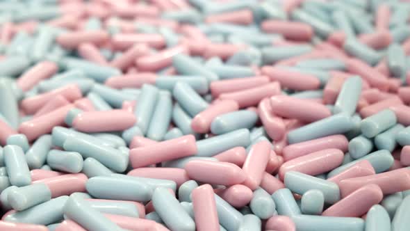 Close Up of Blue and Pink Colorful Candies