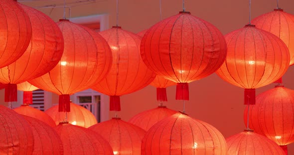 Traditional chinese lantern for mid autumn festival at night