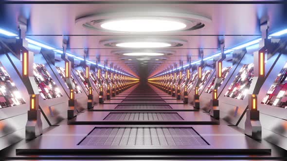 Space ship corridor interior animation