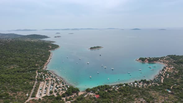 Aerial Drone Shot of Marina Bay in Adriatic Sea, Croatia