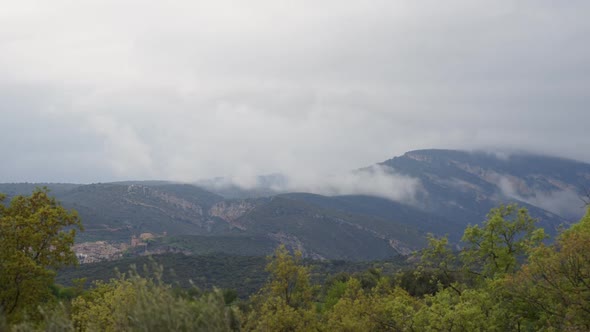 Clouds over Alquezar, Spain, video time lapse