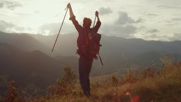 Cheerful Traveler Celebrate Freedom Outdoors