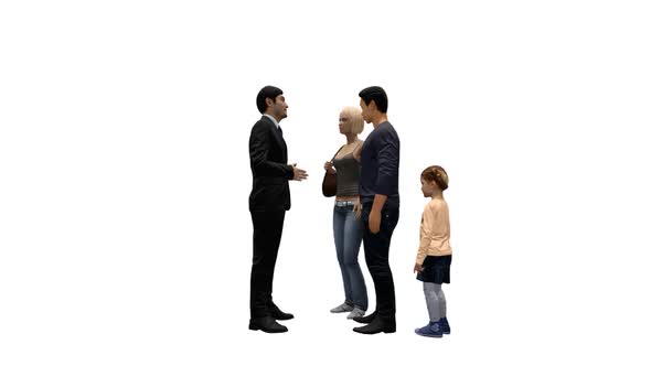 Male Salesperson Interviewing Family alt