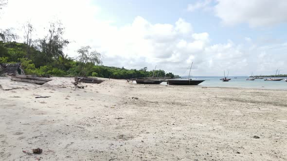 Ocean at Low Tide Near the Coast of Zanzibar Island Tanzania Slow Motion