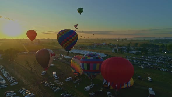 Morning Launch of Hot Air Balloons at a Balloon Festival