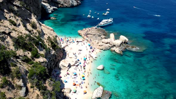 Golfo Di Orosei Sardina View From Above Stunning Aerial View of Beach Full of Beach Umbrellas and