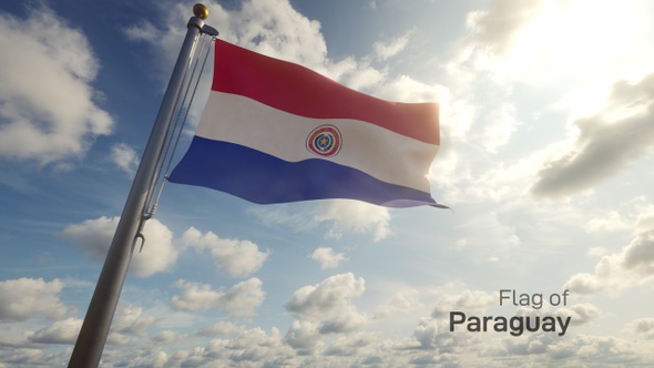 Paraguay Flag on a Flagpole