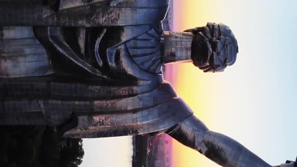 Vertical Video  Motherland Monument in Kyiv Ukraine