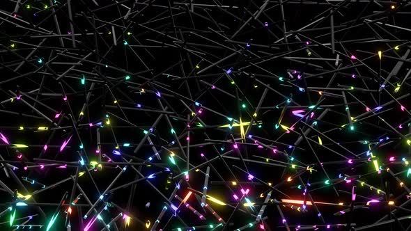 Neon Glow Looped Background with Sticks Like Light Bulbs Lighting in Multicolor Light