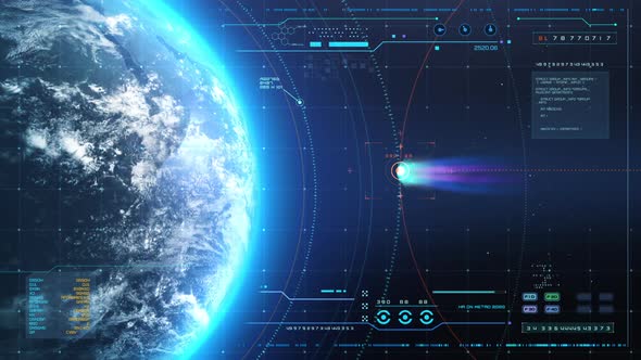 Futuristic Hud Display Detected Comet Hitting Earth alt