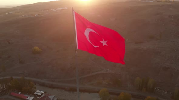 Flying Around Turkish Flag Closeup