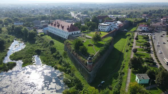 Aerial Shot Dubno Castle, Ukraine. The Castle Of The Ostroh-Lubomyr Princes