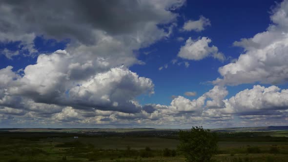 Summer Landscape with Cloudy Sky, Timelapse