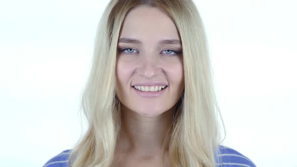 Portrait Of Smiling Woman , White Background