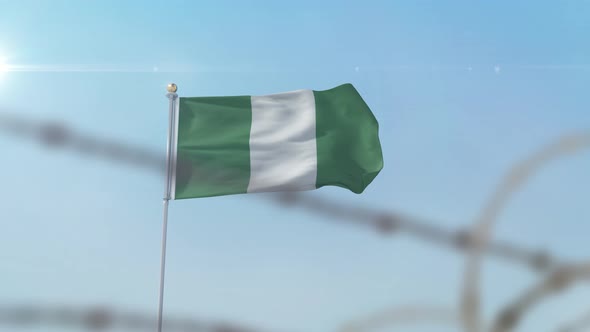 Nigeria Flag Behind Border