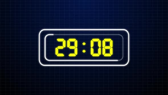 1 Minutes Countdown, 60 Sec One Min Countdown Digital Clock Timer Background