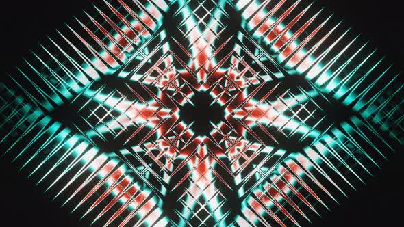 Abstract Blue and Red Flower and Lines Kaleidoscope Vj Loop Animation