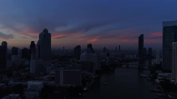 Bangkok Thailand Aerial City View Drone Footage over the City.